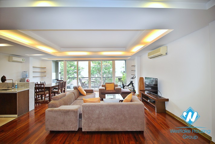 Lake view three bedrooms apartment for rent in Quang Khanh st, Tay Ho